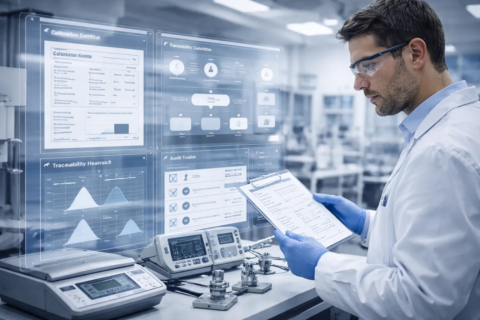 Metrology calibration and ISO 17025 laboratory compliance workflow with audit-ready documentation