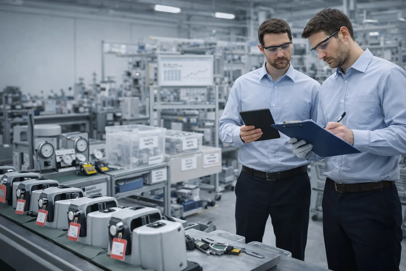 Supplier quality audit process checklist and scoring evaluation in manufacturing facility