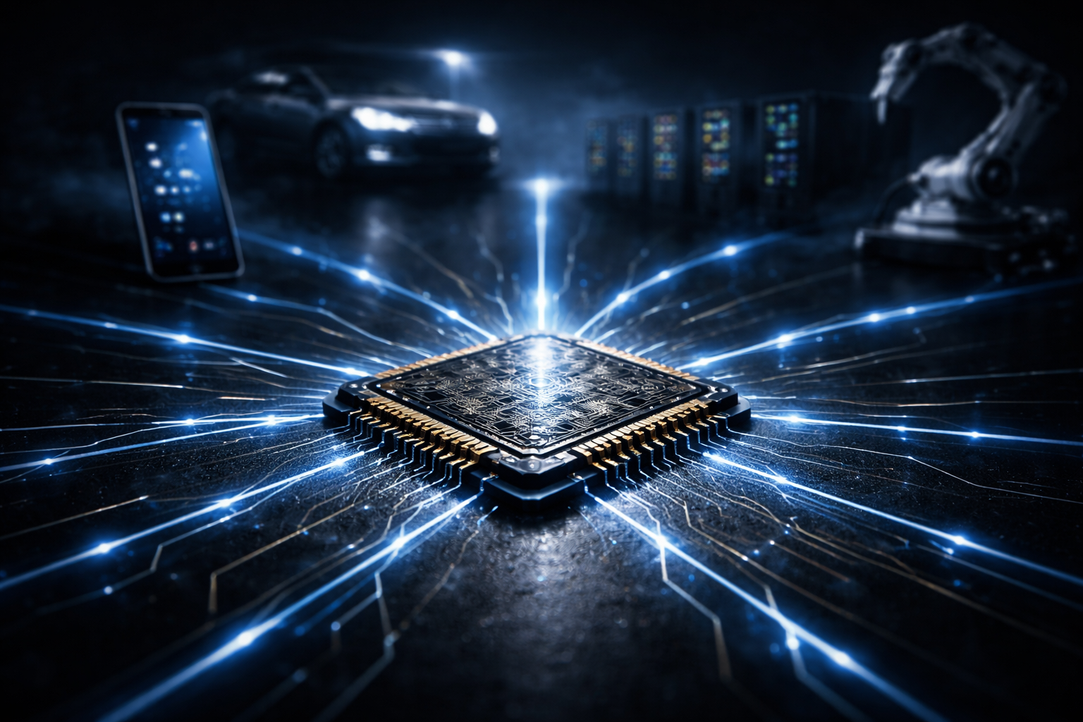 Полупроводниковый чип с микросхемами и электрическими соединениями как основа современной электроники