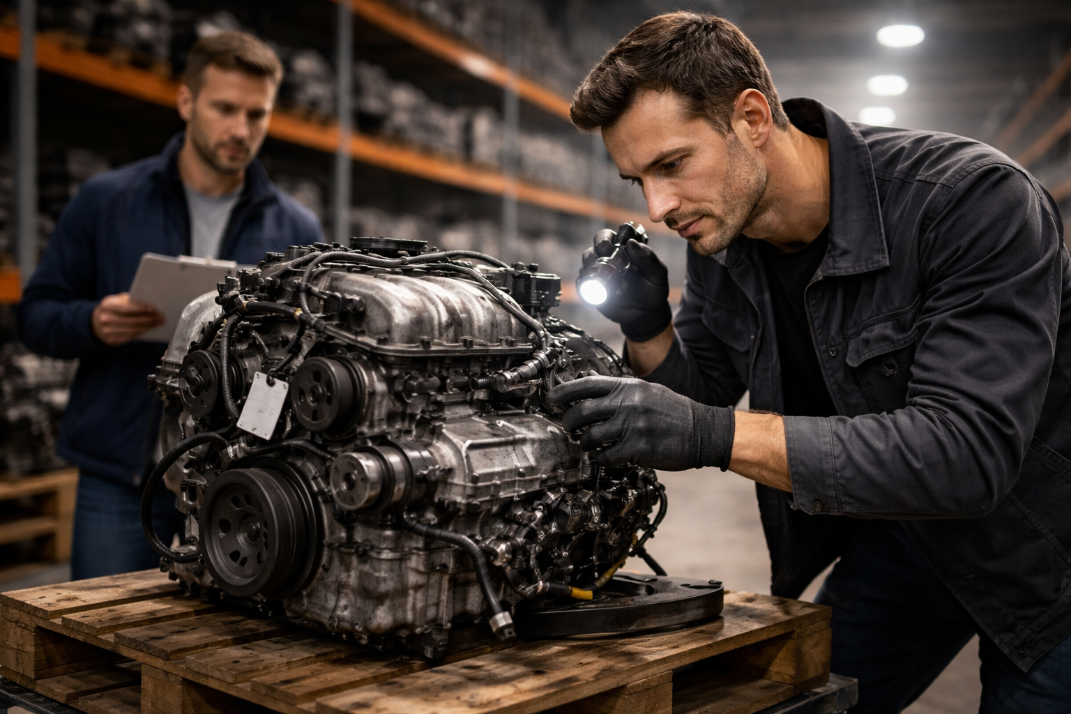 контрактный двигатель на поддоне проверка перед покупкой и отправкой по Казахстану